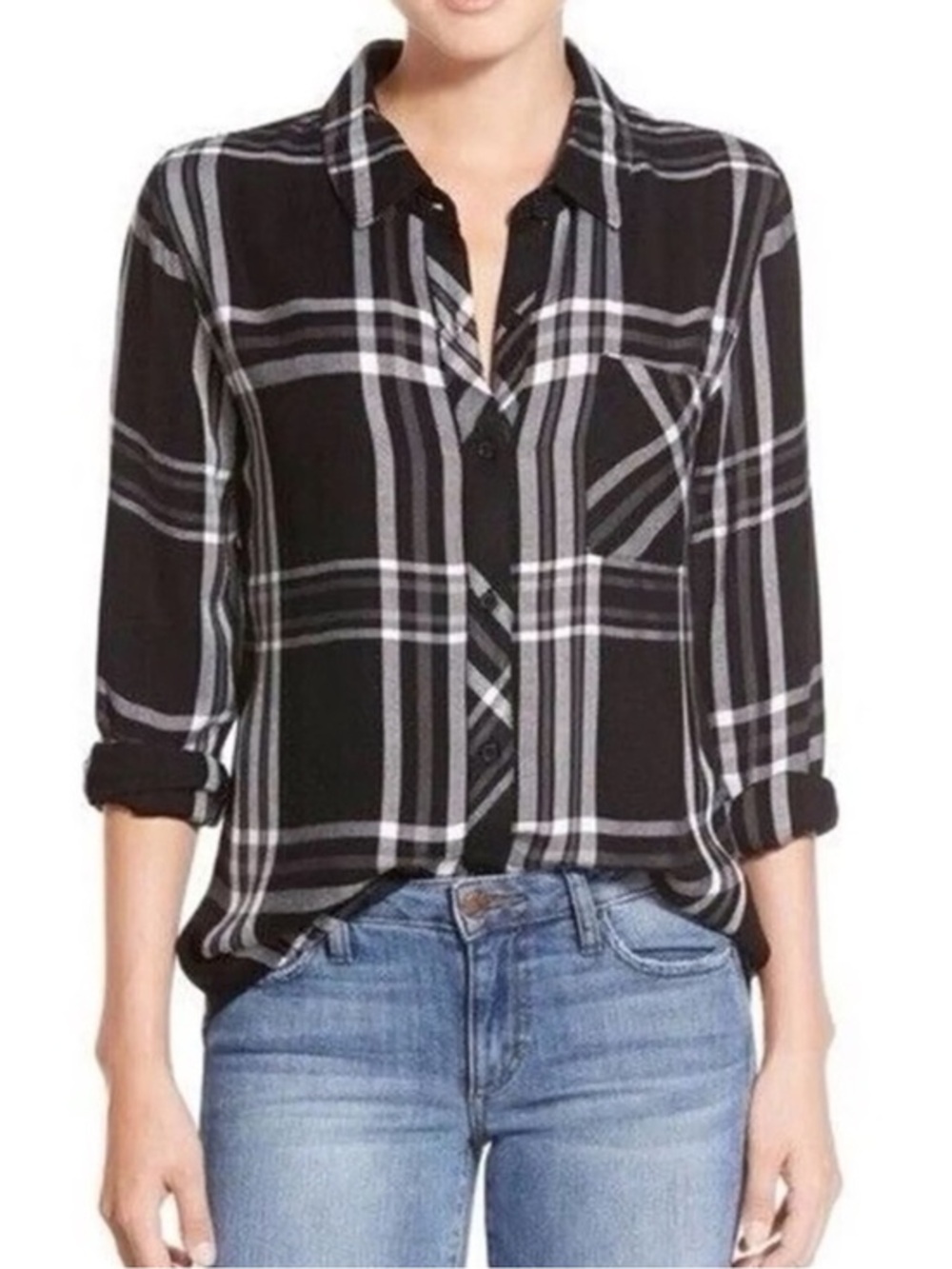 RAILS XS Hunter Plaid Button-Down Rayon Flannel Shirt